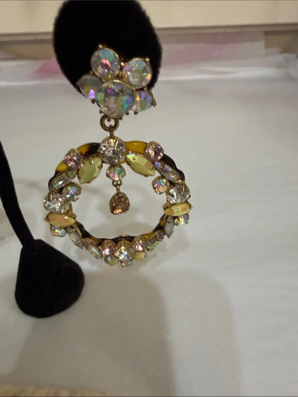 J. Crew Gold-Tone Hoop Earrings with Iridescent Crystal Accents